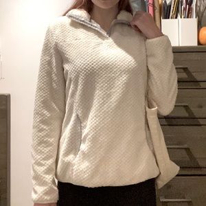 Fluffy White Collared Sweater